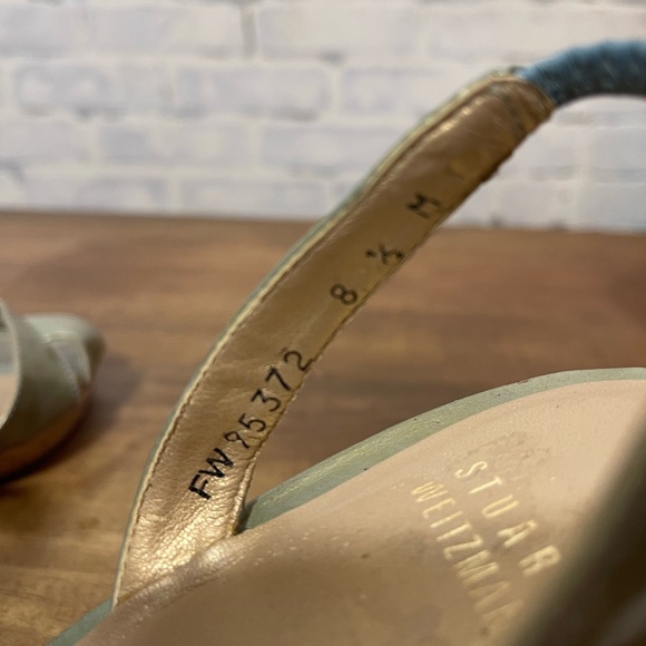 Staurt Weitzman metallic & cork sling back heels - Picture 8 of 14